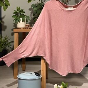 KERISMA Rose Pink Oversized Batwing Sleeve‎ Knit Top Sz M/L Cashmere Blend